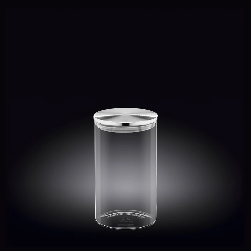 Ёмкость стеклянная для хранения с металлической крышкой Wilmax Thermo 10х17,5см,1100мл (WL-888515 / A)