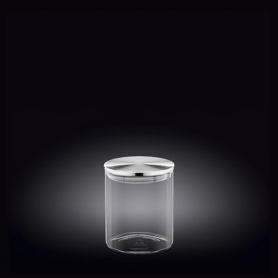 Ёмкость стеклянная для хранения с металлической крышкой Wilmax Thermo 10х12,5см - 760мл (WL-888511 / A)