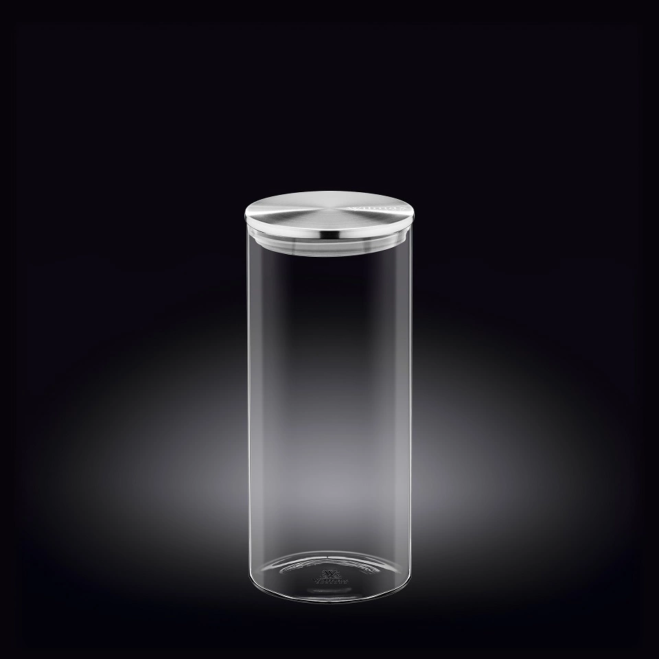 Ёмкость стеклянная для хранения с металлической крышкой Wilmax Thermo 10х23см - 1500мл (WL-888517 / A)