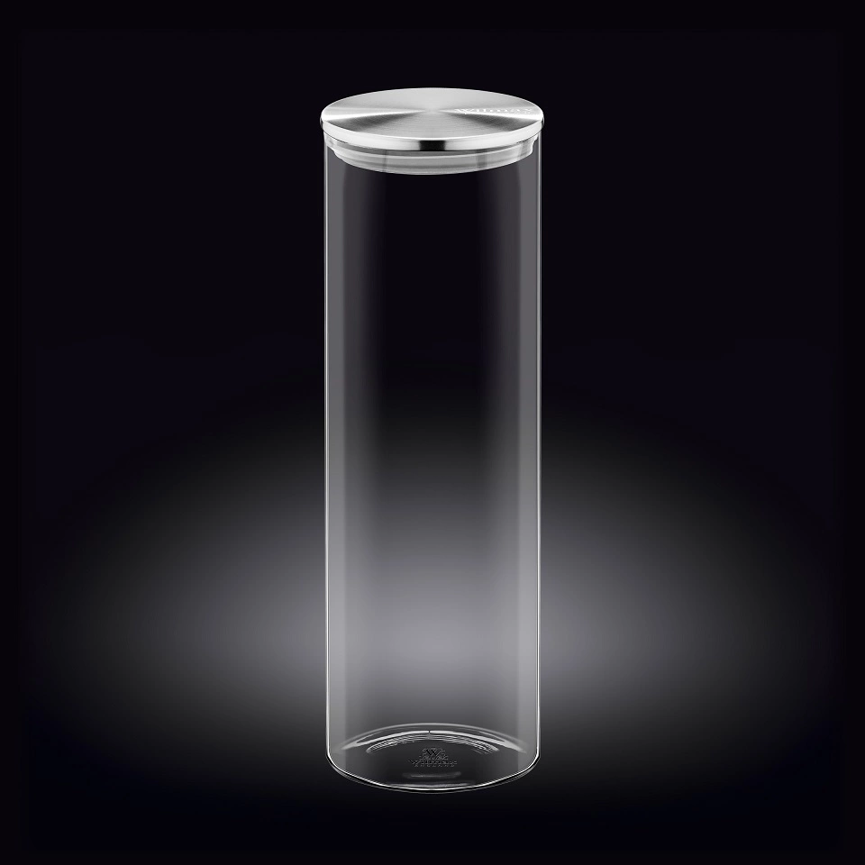 Ёмкость стеклянная для хранения с металлической крышкой Wilmax Thermo 10х30,5см - 2000мл (WL-888520 / A)