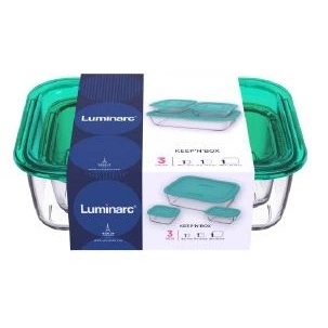 Набір ємностей для їжі Luminarc Keep'n'Box Lagoon (прямокутна 1970мл, прямокутна 380мл, квадратна 380мл) - 3пр (P0730)