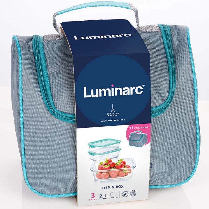 Набір ємностей для їжі та сумка для ланчу Luminarc Keep'n'Box Lagoon (380мл, 380мл, 820мл) - 4пр (Q9831)