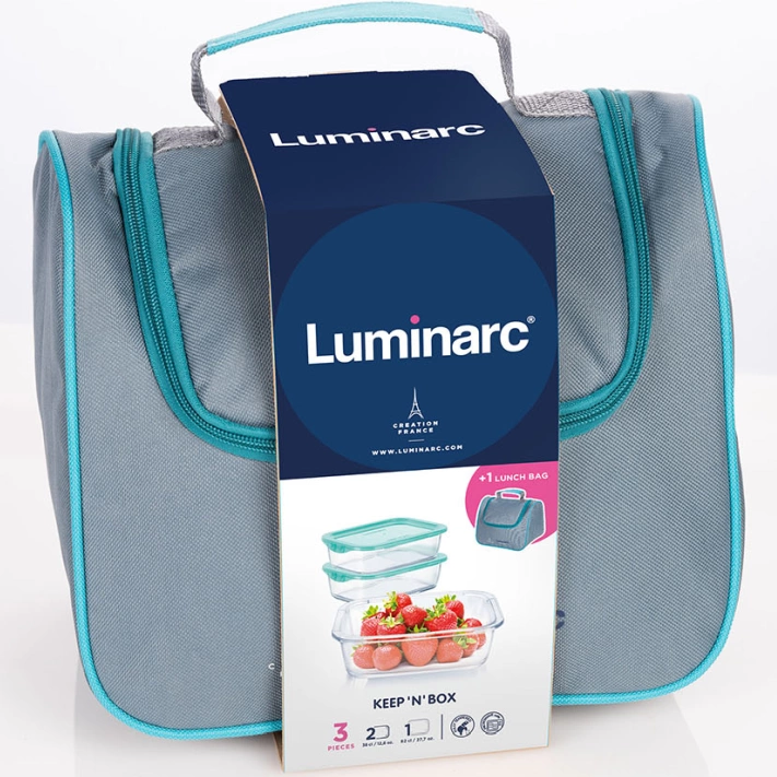 Набір ємностей для їжі та сумка для ланчу Luminarc Keep'n'Box Lagoon (380мл, 820мл, 1220мл) - 4пр (Q9832)