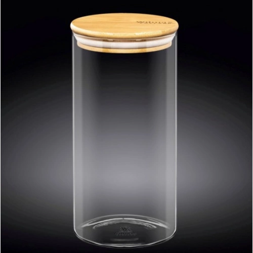 Ємність скляна для зберігання з бамбуковою кришкою 10х15,5см,950мл Wilmax Thermo (WL-888504 / A)