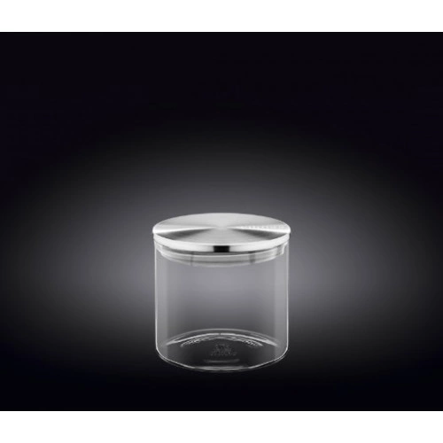 Емкость стеклянная для хранения с металлической крышкой 10х10см, 600мл Wilmax Thermo (WL-888512/A)