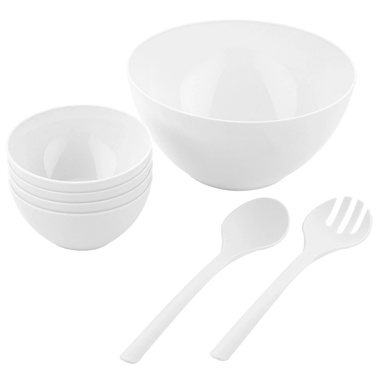 Набір пластикового посуду для салату Florina Praktyczna BONNY білий 7 пр (4Z0367)
