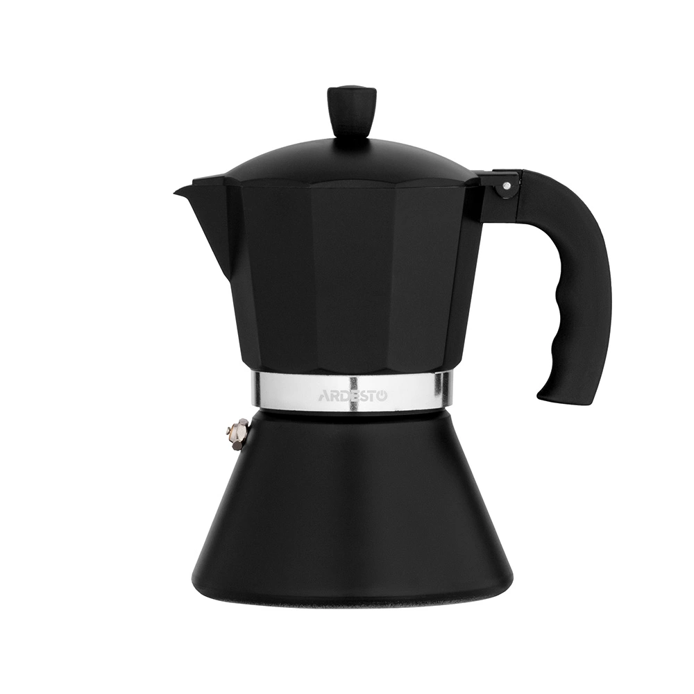 Гейзерна кавоварка Ardesto Gemini Trento, 0.3л, 6 чашок, алюміній, чорний (AR0806AIB)