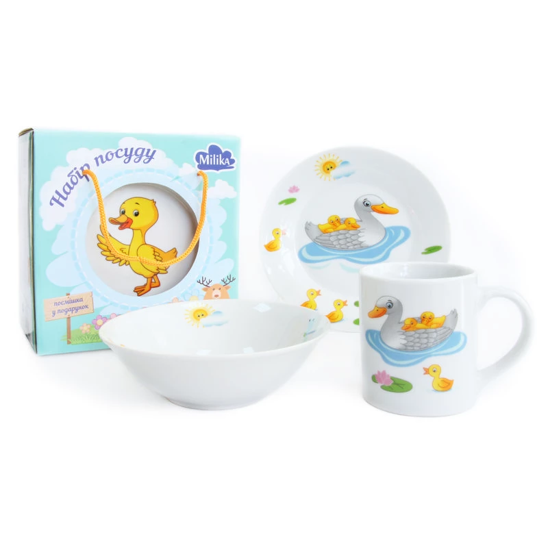 Дитячий набір столового посуду для сніданку Milika Duck Family 3 пр. (M0690-3)