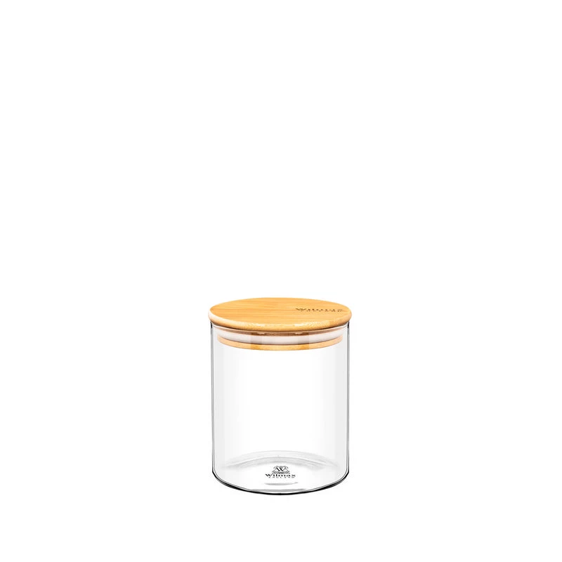 Ємність скляна для збереження з бамбуковою кришкою Wilmax Thermo 10х12,5 см 760мл (WL-888503/A)