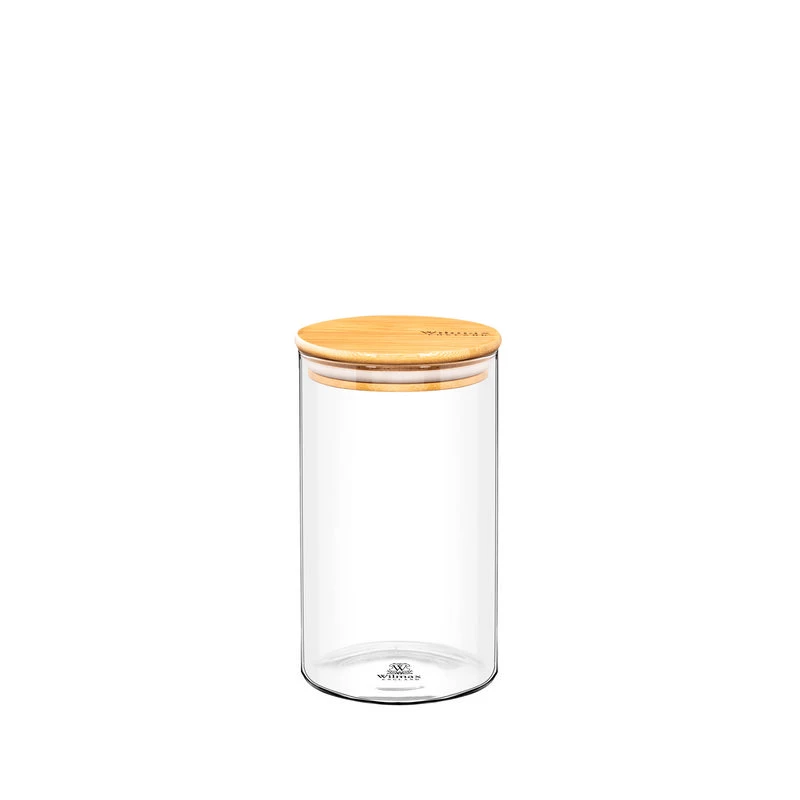 Ємність скляна для збереження з бамбуковою кришкою Wilmax Thermo 10х17,5 см 1100мл (WL-888505/A)
