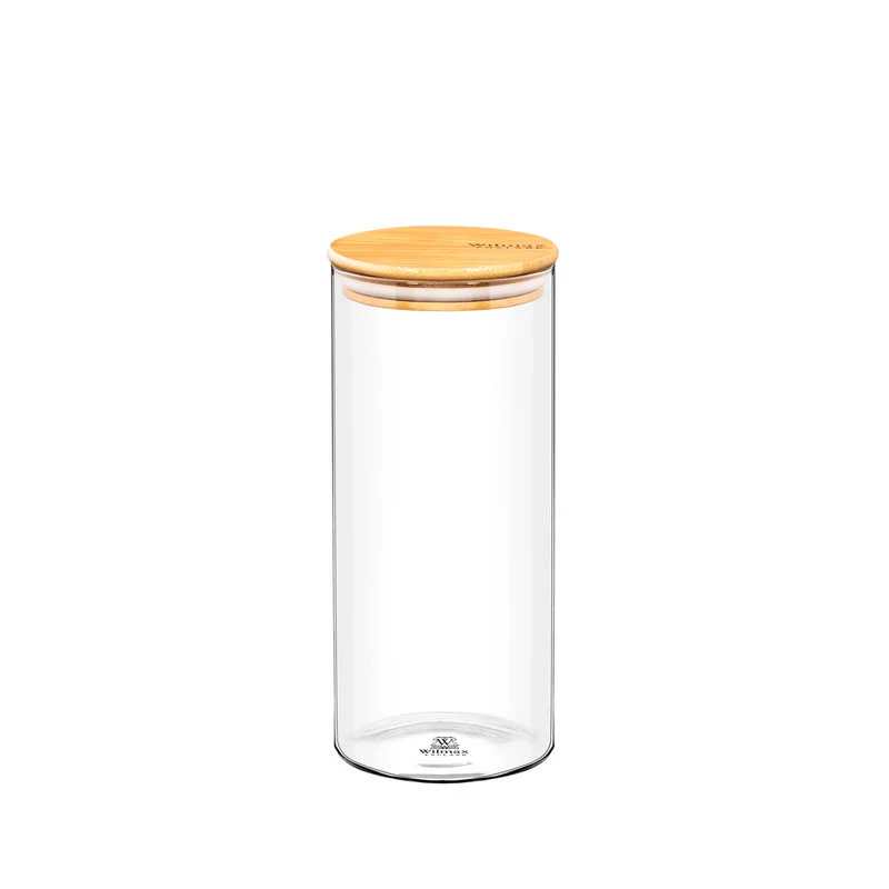 Ємність скляна для збереження з бамбуковою кришкою Wilmax Thermo 10х23 см 1500мл (WL-888507/A)