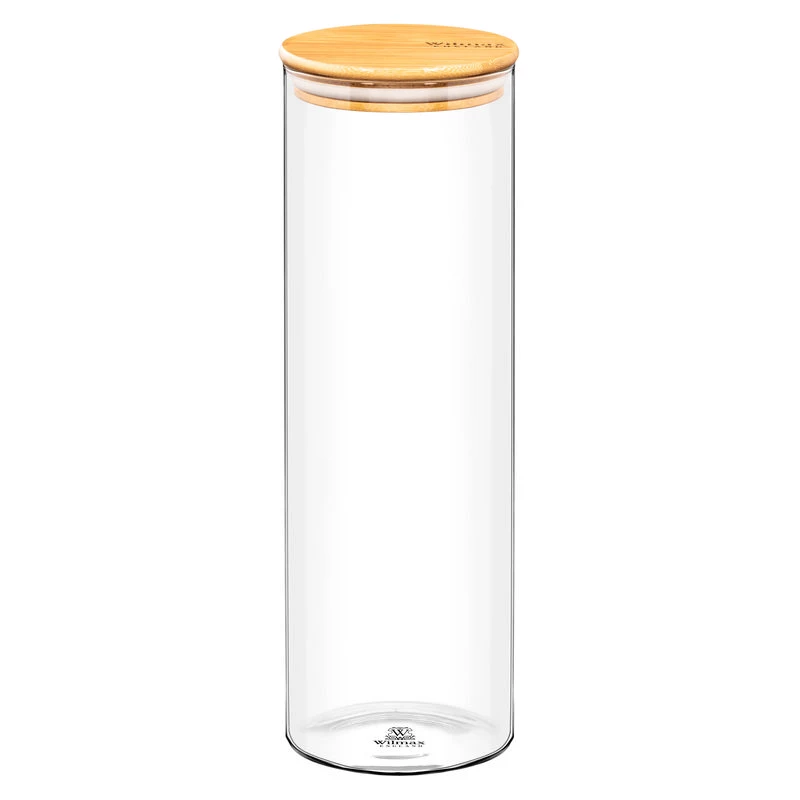 Ємність скляна для збереження з бамбуковою кришкою Wilmax Thermo 10х30,5 см 2000мл (WL-888510/A)