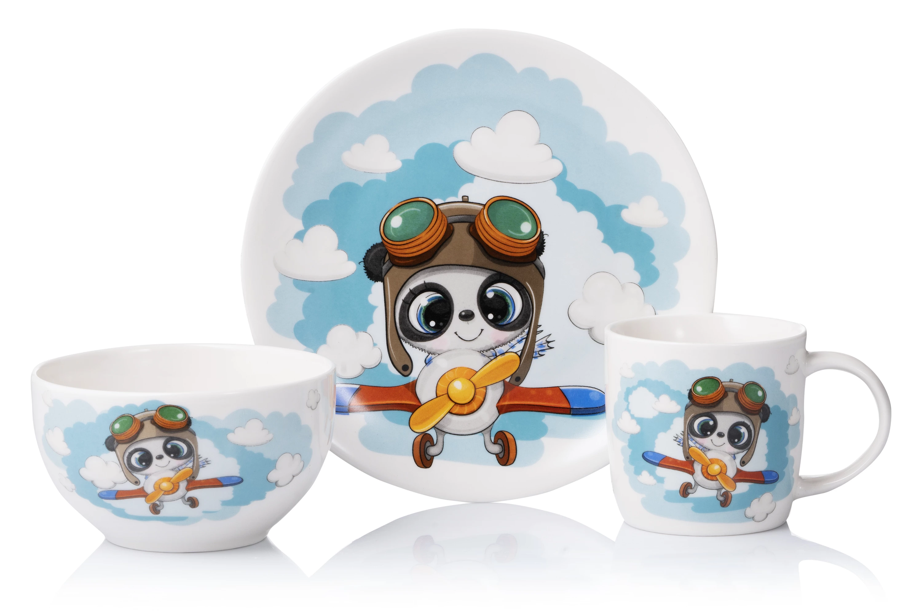 Набір дитячого посуду Ardesto Panda Pilot 3 пр. (AR3451PS)