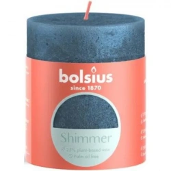 Свічка Bolsius Rustic Shimmer стовпчик 80/68мм, синя (637060)