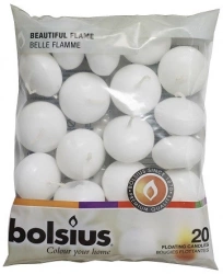 Набір свічок Bolsius плаваючі, 20шт Білі (253702)