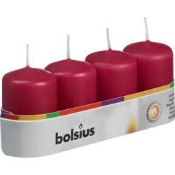 Набір свічок Bolsius стовпчик 60/40мм, 4шт Бордо (566744)