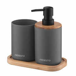 Набір для ванної кімнати Ardesto Minimalism 360мл 3пр сіро-темний (ARHB3112CB)