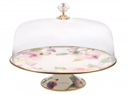 Тортівниця емальована Elmani Peony з кришкою на ніжці 30 см (763-007)