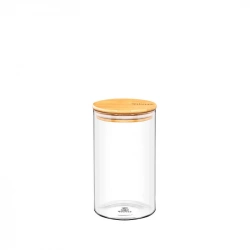 Ємність скляна для збереження з бамбуковою кришкою Wilmax Thermo 10х17,5 см 1100мл (WL-888505/A)