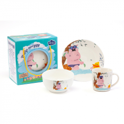 Детский набор столовой посуды для завтрака Milika Swim Hippo 3 пр. (M0690-KS-2004)