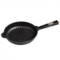 Сковорода гриль кругла чавунна з ручкою BRIZOLL Optima-Black 260х54,5 мм (O2640G-P1)
