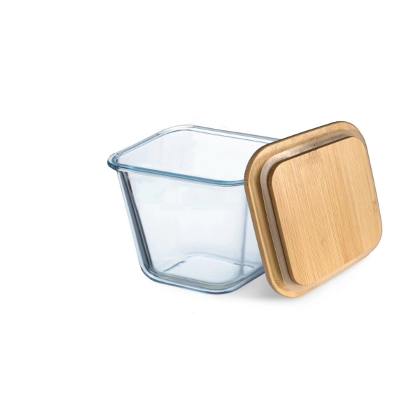 Ємнiсть глибока квадратна з бамбуковою кришкою Simax 132x132x112мм.Color (s7616/LB) фото 2