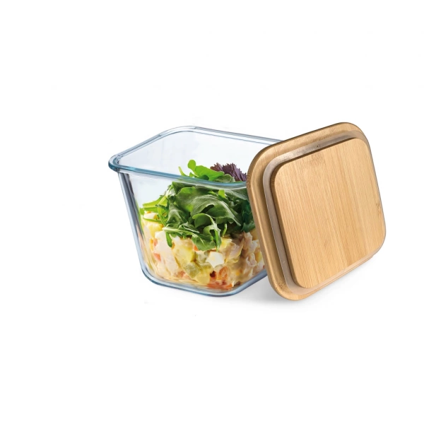 Ємнiсть глибока квадратна з бамбуковою кришкою Simax 132x132x112мм.Color (s7616/LB) фото 4