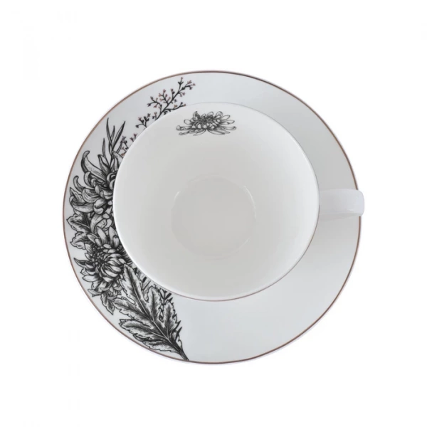 Чашка чайна з блюдцем Astera Charm Floral Black 410 мл (A0530-CS410-C) фото 2 Чашка чайна з блюдцем Astera Charm Floral Black 410 мл (A0530-CS410-C) фото 2