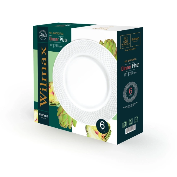 Набір тарілок обідніх Wilmax Julia 25,5 см, 6 шт. Color (WL-880101 / 6C) фото 2