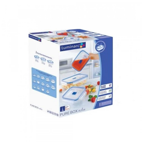Набір ємностей для їжі прямокутних Luminarc Pure Box Active 3 пр (H7686) фото 2