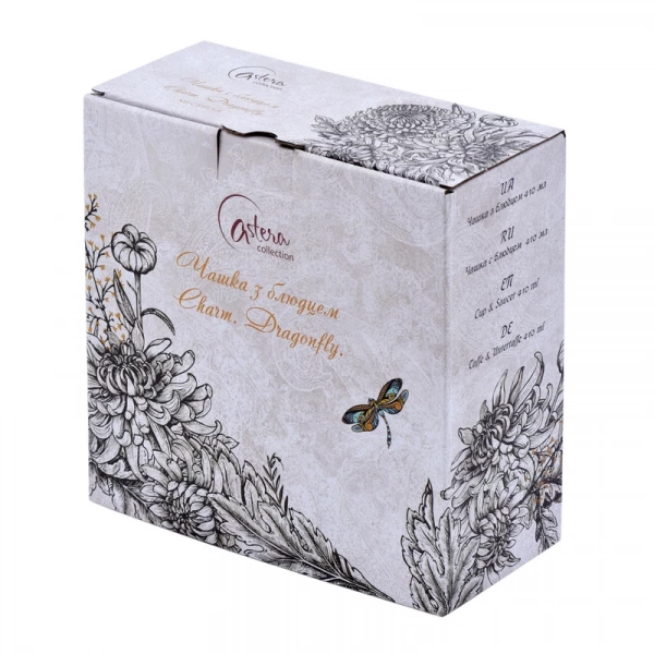 Чашка чайная с блюдцем Astera Charm Dragonfly 410 мл (A0530-CS410-A) фото 3