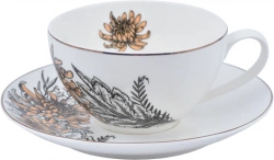 Чашка чайна та блюдце Astera Charm Floral Brown 400мл Color (A0530-CS410-B)