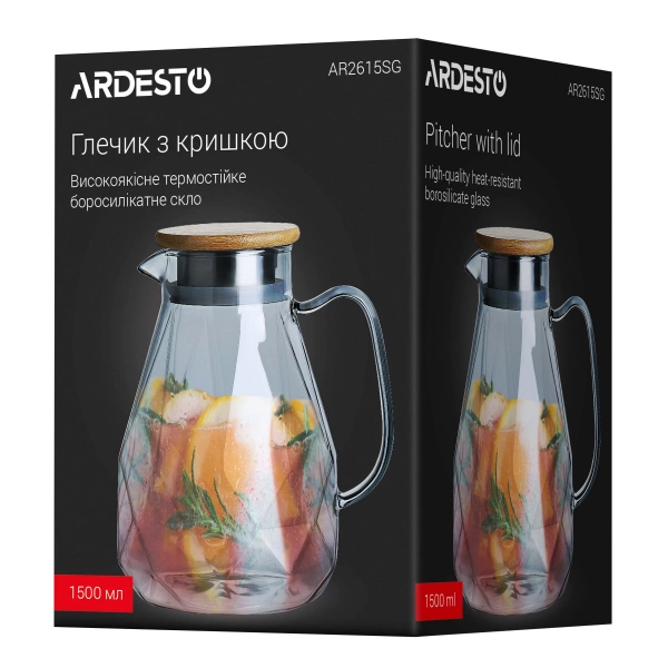 Глечик з кришкою Ardesto Graphite 1500мл сірий (AR2615SGB) фото 8