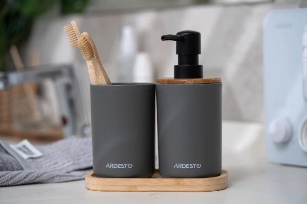 Набір для ванної кімнати Ardesto Minimalism 360мл 3пр сіро-темний (ARHB3112CB) фото 4