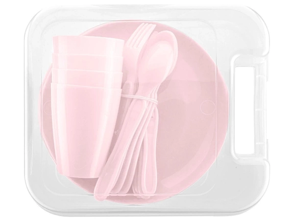 Набір пластикового посуду для пікніка Florina Praktyczna BONNY рожевий 21 пр (4Z0404) фото 2