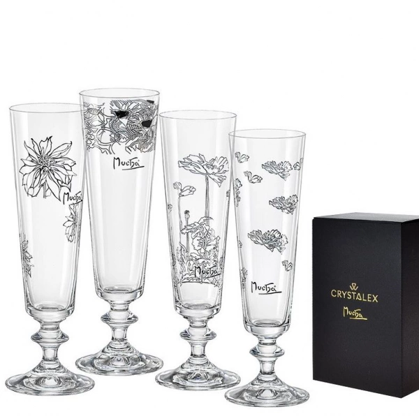 Набір келихів для шампанське Bohemia Mucha 205мл(S1734) 4шт (b40412-S1734) фото 3