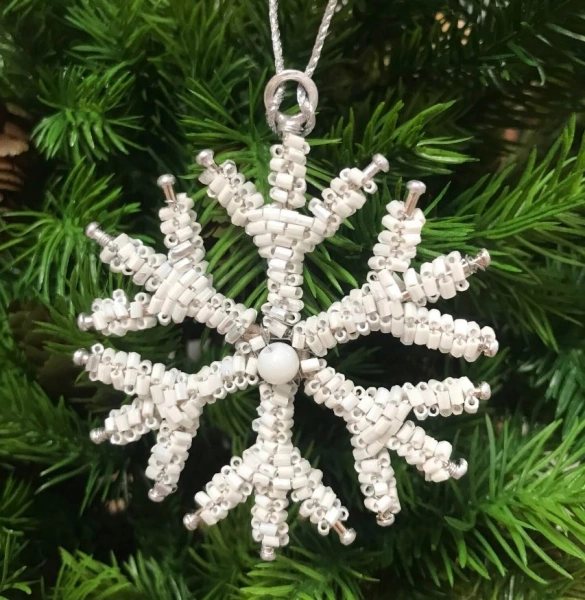 Прикраса Сніжинка намистини Koopman 8см mix (A72100200) фото 2