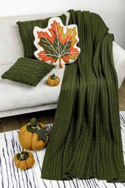 Плед Прованс Happy Fall Kosa Оливковий 130х170см (029449) фото 2 Плед Прованс Happy Fall Kosa Оливковий 130х170см (029449) фото 2