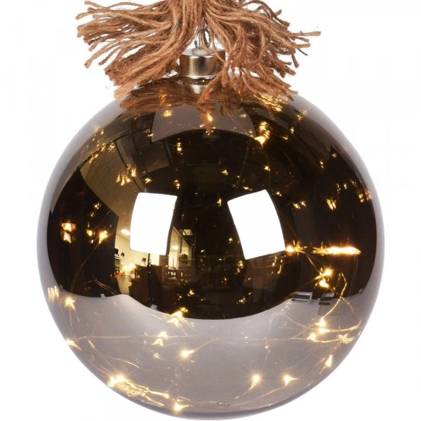 Куля скляна різдвяна з Led на мотузці Koopman 20см mix (ABR522520) фото 3