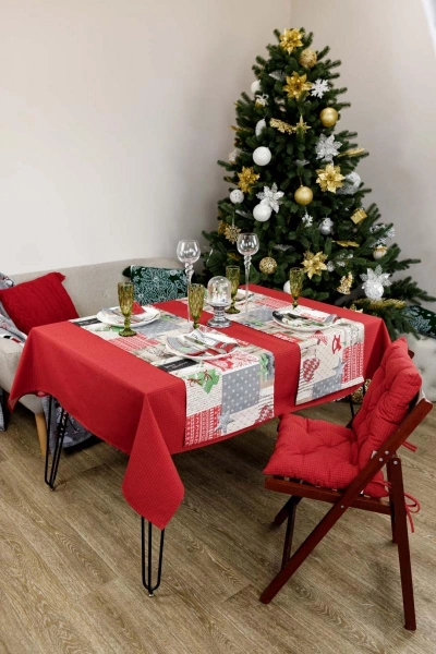 Скатертина червона Прованс Merry Christmas 180x132см (31465) фото 4