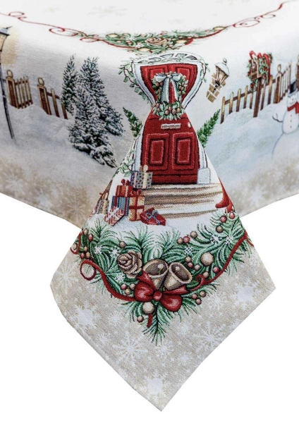 Скатертина гобеленова з велюром Прованс Святковий дім 135х240см (31283) фото 3