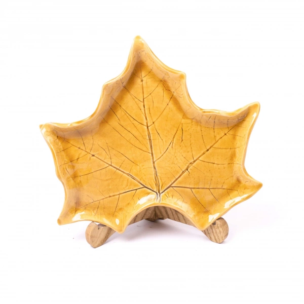 Блюдо Покутська Кераміка Флора клен жовтий 26см (F060203) фото 3