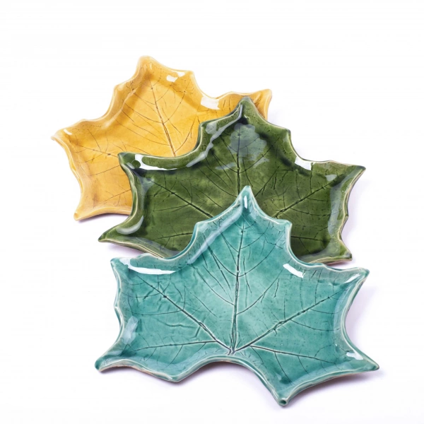 Блюдо Покутская Керамика Флора клен зеленый 22см (F060104) фото 2