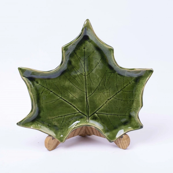 Блюдо Покутская Керамика Флора клен зеленый 22см (F060104) фото 3