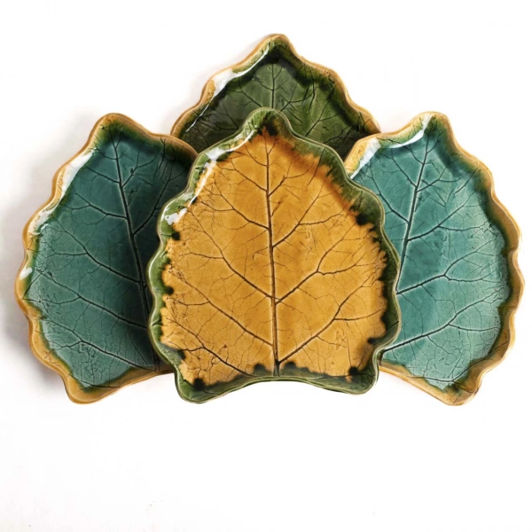 Блюдо Покутська Кераміка Флора лопух зелений 28см (F0502071113) фото 4