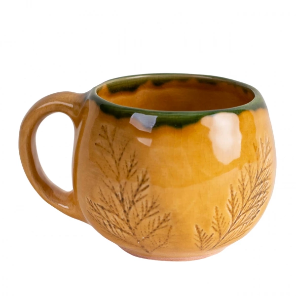 Горня глазурована Покутська Кераміка Флора жовта з обідком 0,35л (F01040712131720) фото 2