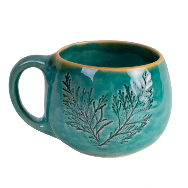 Горня глазурована Покутська Кераміка Флора морська хвиля з обідком MIX 0,35л (F01040712151720) фото 2