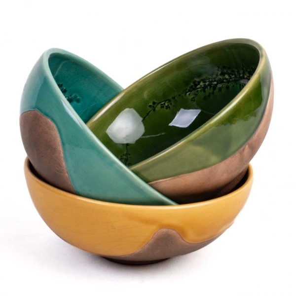 Миска Покутська Кераміка Флора зелена мікс 0,6л (F090306101317) фото 3