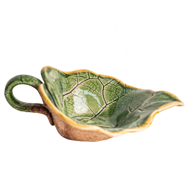 Соусник з ручкою Покутська Кераміка Флора Лопух зелений з обідком 0,1л (F1201030813) фото 3