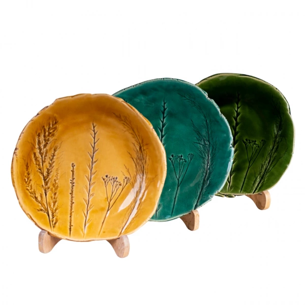 Тарелка обеденная Покутская Керамика Флора зеленый 22см (F0204111518) фото 3